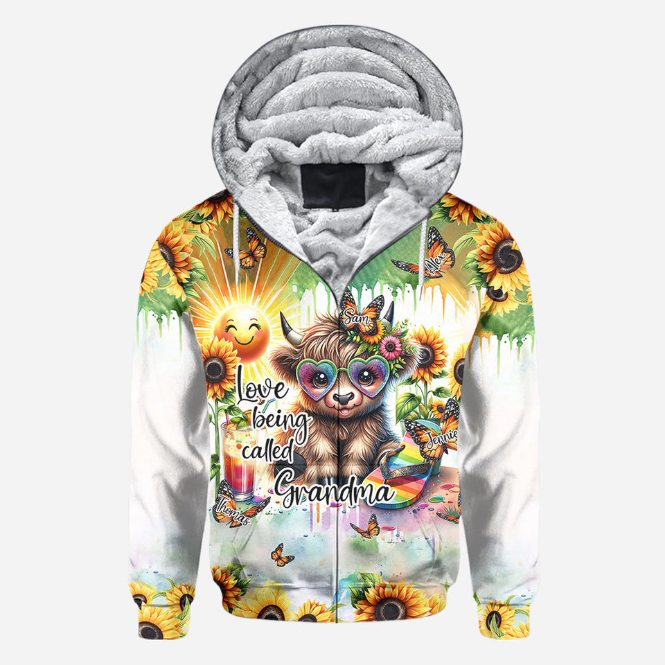 Love Being Called Grandma Highland Cow Summer Vibes - Personalized All Over Shirt