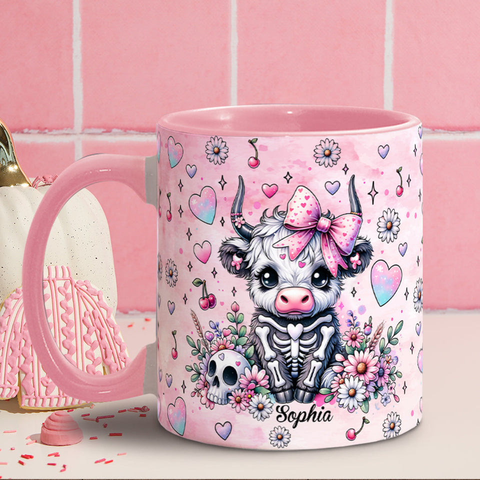 Cute Spooky Halloween Highland Cow - Personalized Accent Mug