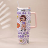 Feral Girl Summer - Personalized Sea Lover Tumbler With Handle