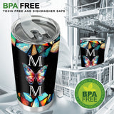 Mom Butterfly Colorful Stained Glass Pattern - Personalized Mother Tumbler