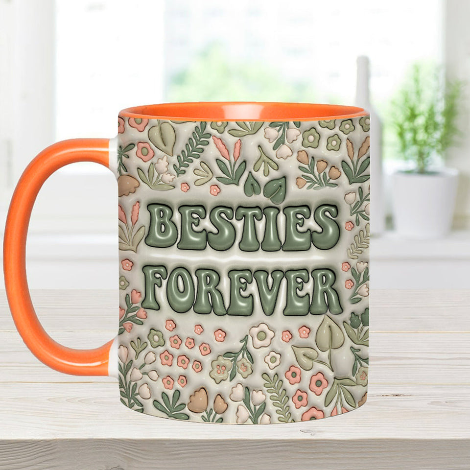 Besties Forever Floral - Personalized Bestie Accent Mug