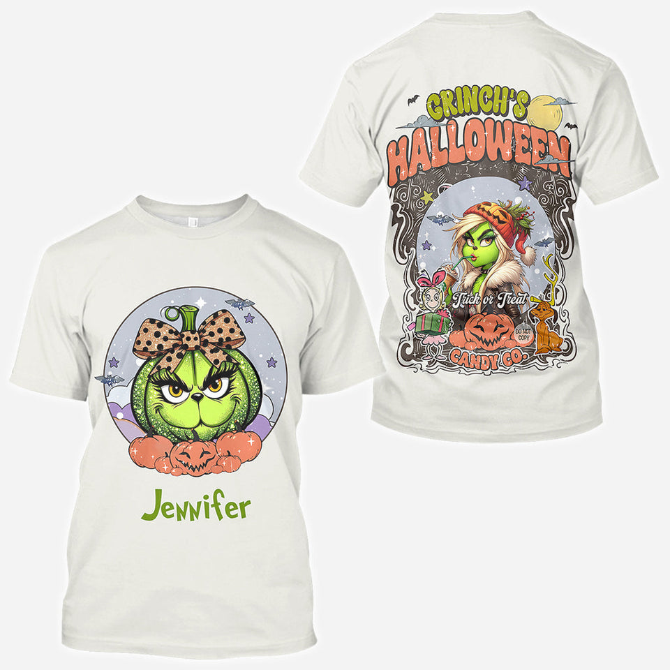 Green Pumpkin Mama Any Title - Personalized Stole Christmas All Over Shirt