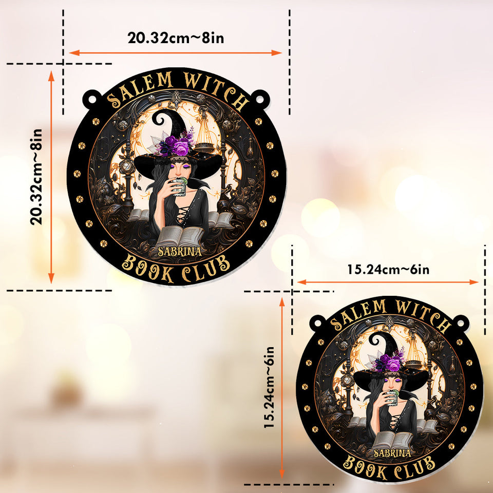 Salem Witch Book Club - Personalized Witch Window Hanging Suncatcher Ornament