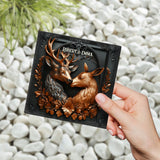 Lovely Deer Couple - Personalized Hunting Square Shaped Stone