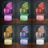 Mother And Children Birth Flowers - Personalized Mother Shaped Plaque Light Base