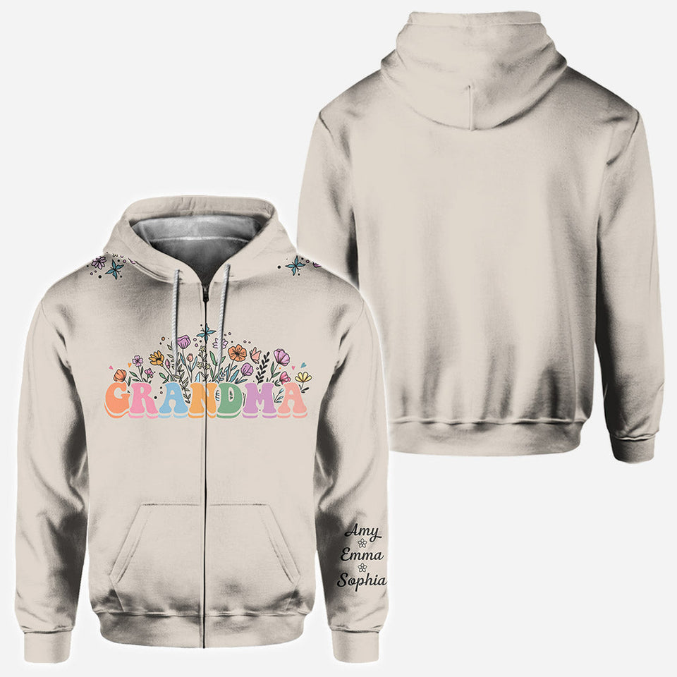 Flower With Any Title - Personalized Grandma All Over Shirt