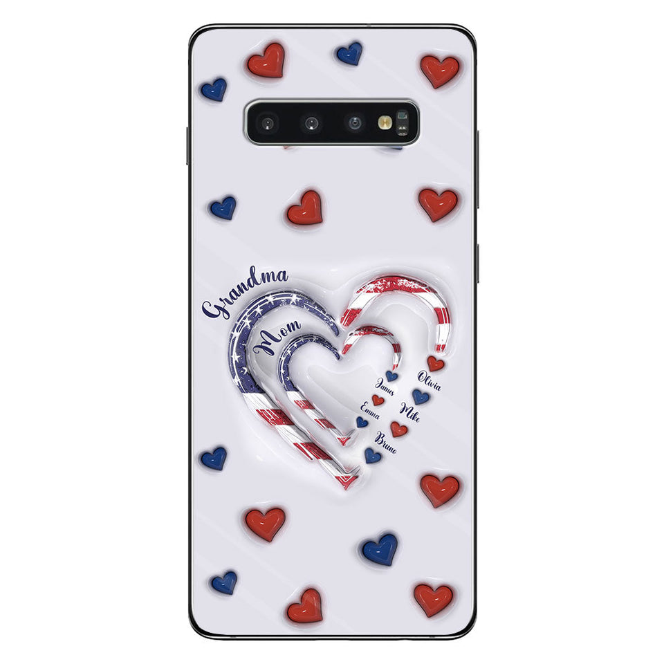 4th Of July Grandma's Hearts - Personalized Grandma Phone Case