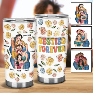 Besties Forever Floral Style - Personalized Bestie Tumbler