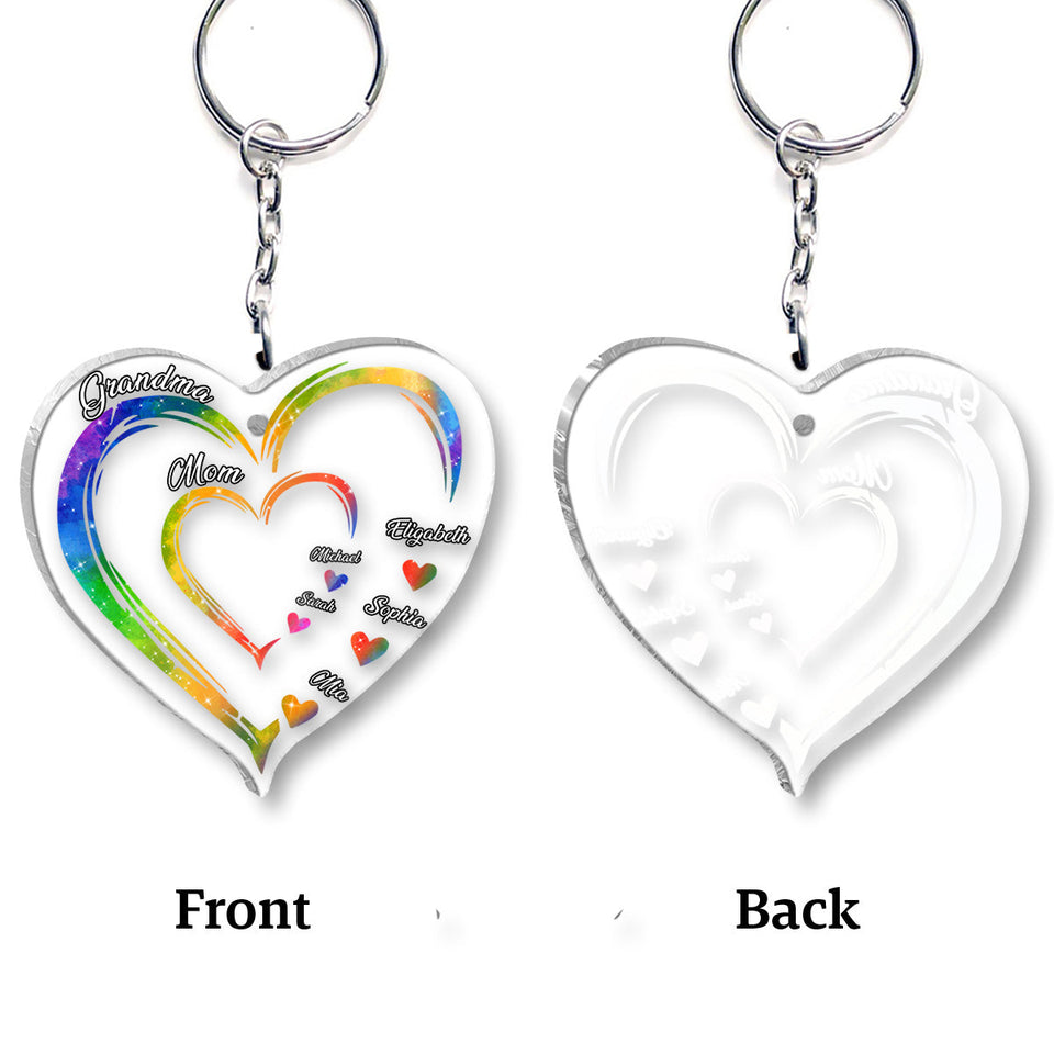 Grandma Mom Hearts - Personalized Grandma Transparent Keychain