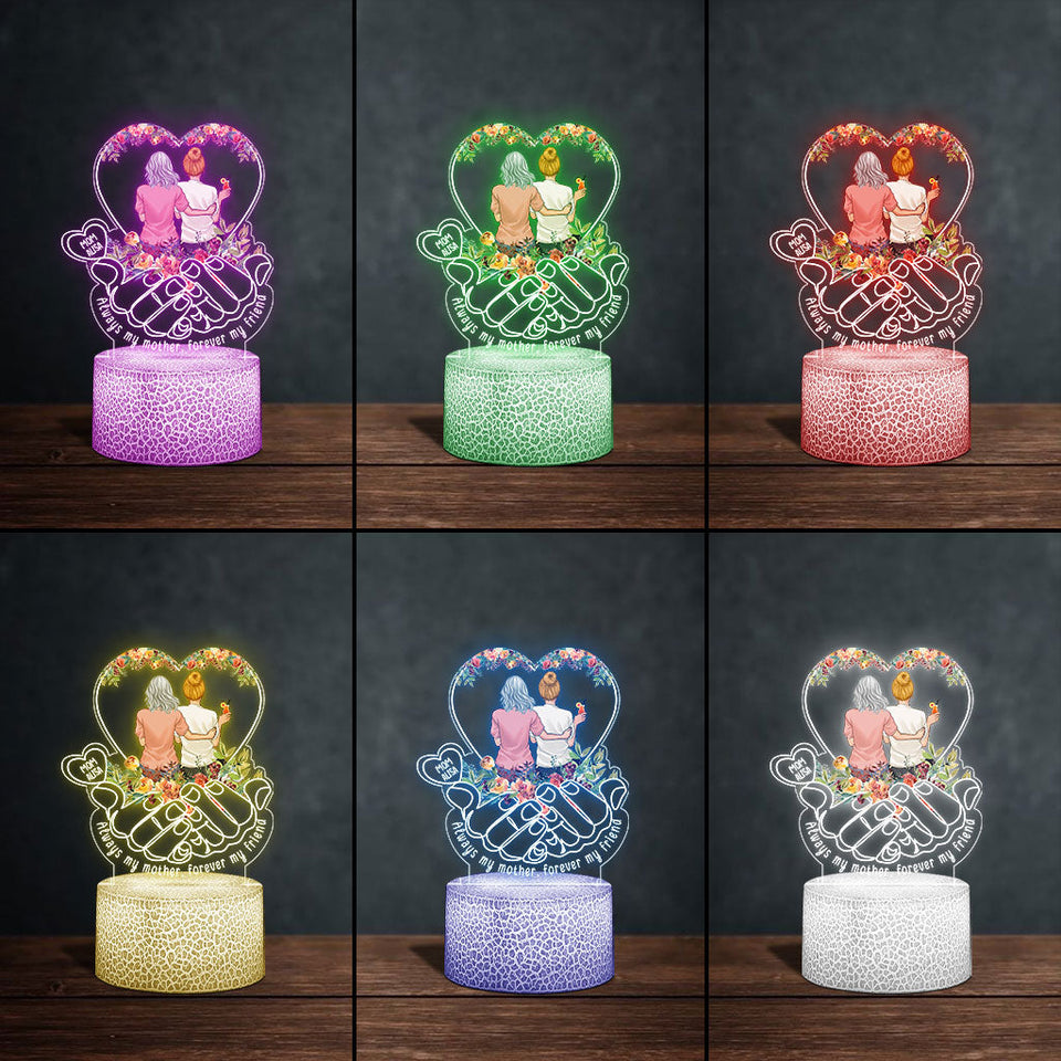 Always My Mother Forever My Friend - Personalized Mother Shaped Plaque Light Base
