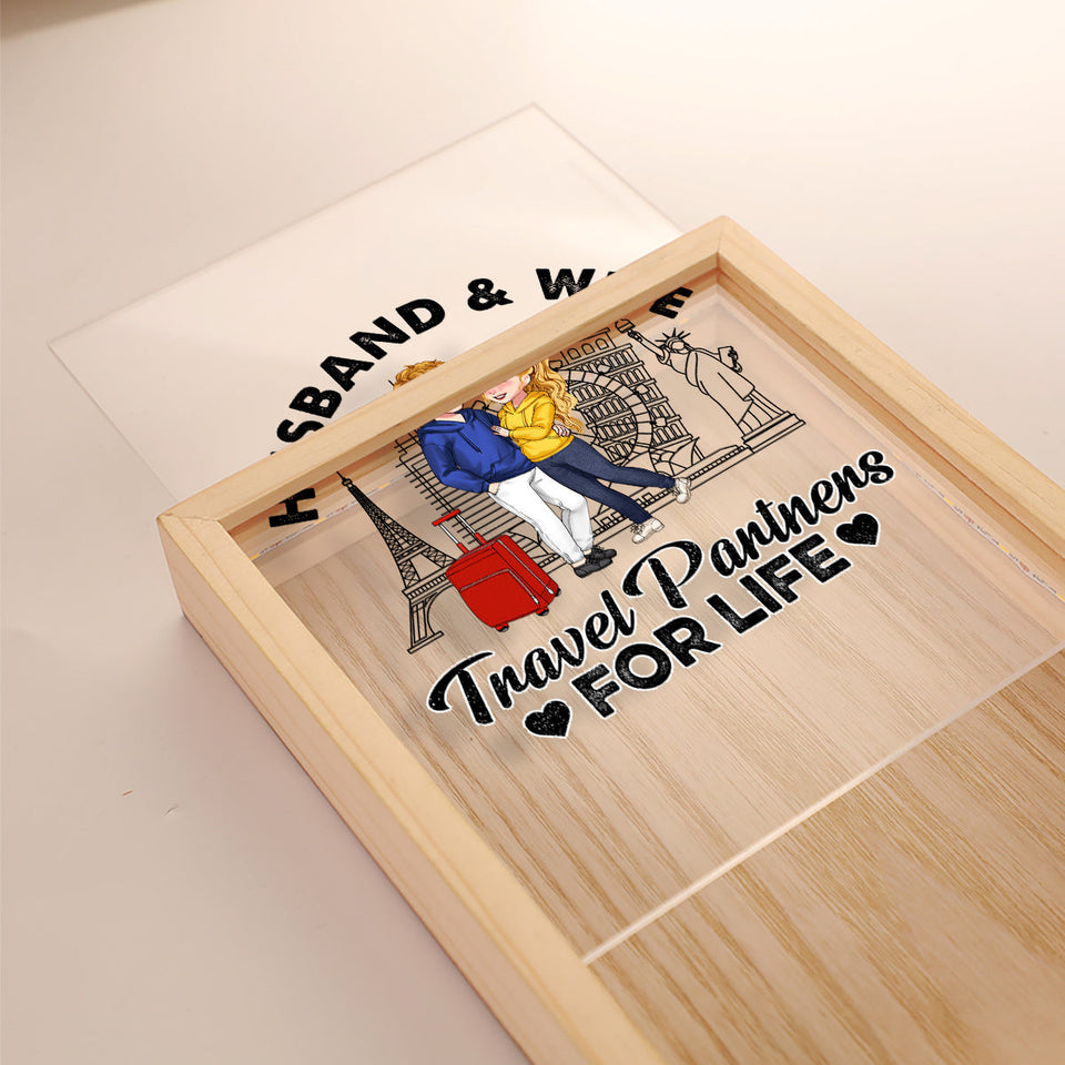 Travel Partner For Life - Personalized Couple Picture Frame Light Box