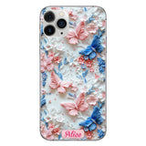 Pink And Blue Butterflies - Personalized Butterfly Clear Phone Case