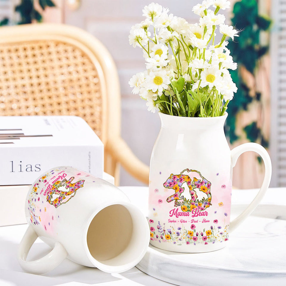 Mama Bear - Personalized Mother Ceramic Flower Vase