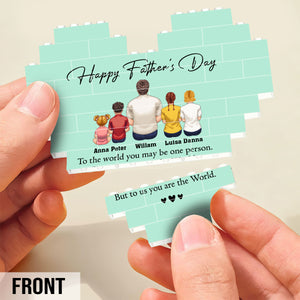 Happy Father's Day Best Dad Ever Back View Man Kids - Personalized Father Heart Building Brick Blocks Printed On Both Sides