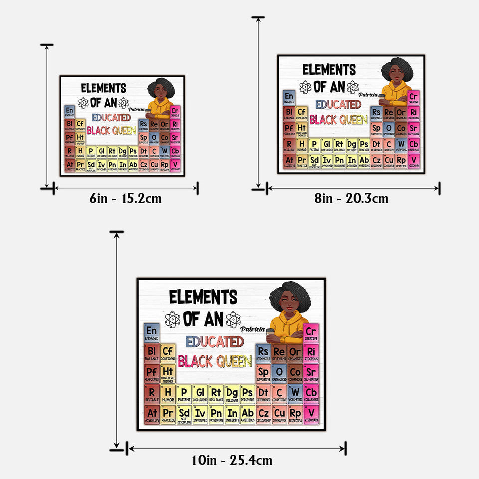 Elements Of An Educated Black Queen - Personalized African American 2 Layered Wood Sign / Wood Plaque