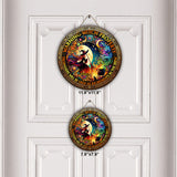 Warning Witch Property - Personalized Witch Round Wood Sign