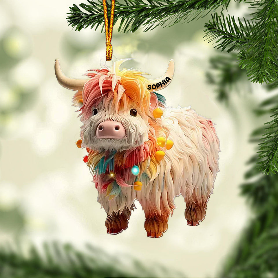 Love Highland Cows - Personalized Custom Shaped Ornament