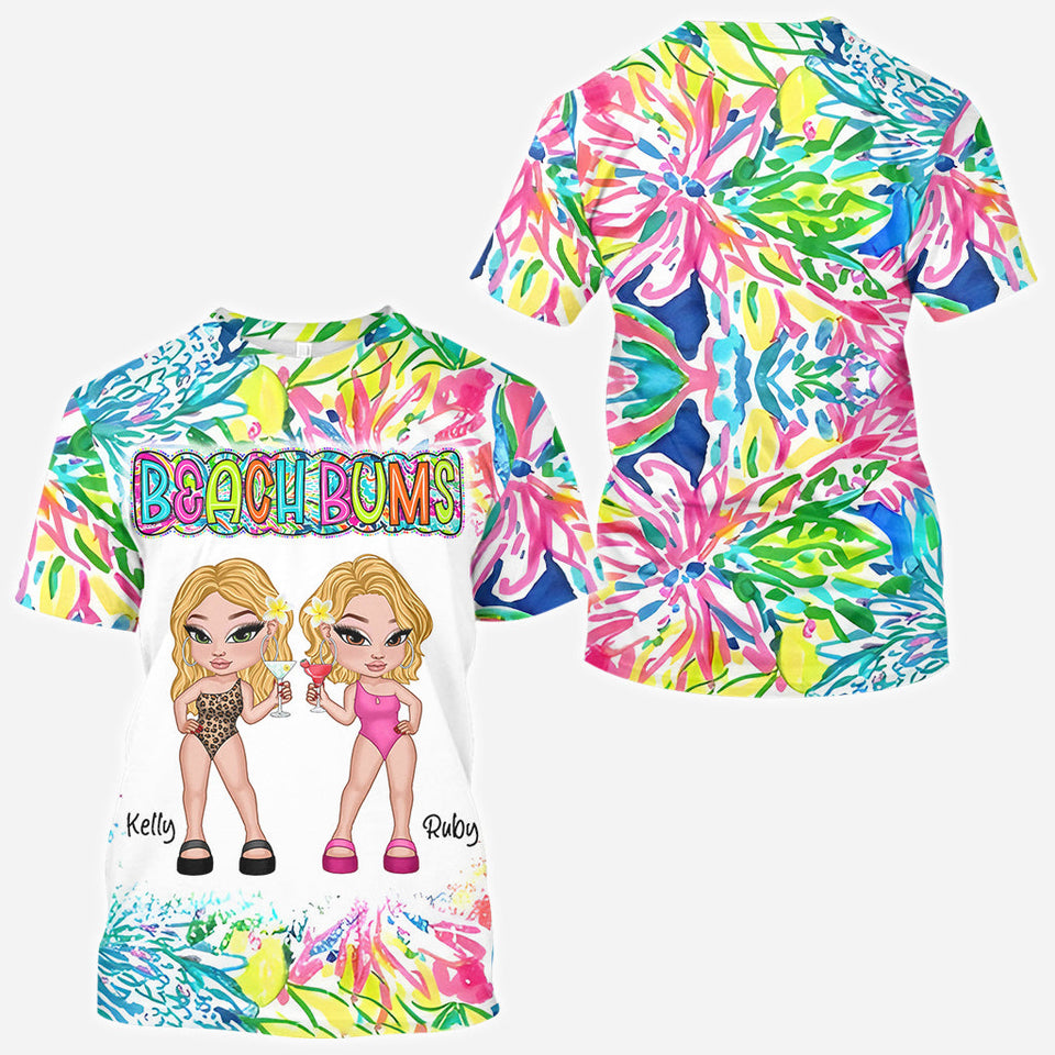 Beach Bum Besties - Personalized Sea Lover All Over Shirt