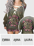 Mystical Witch Ancient Roses - Personalized Witch Off Shoulder Long Sleeve Dress