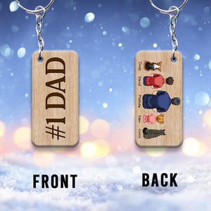 Best Dad Ever Back View Man Kids Dog Cat - Personalized Father Keychain