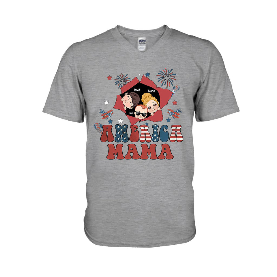American Mama Any Title Vintage Retro Style - Personalized Mother T-shirt And Hoodie