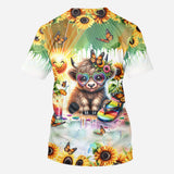 Love Being Called Grandma Highland Cow Summer Vibes - Personalized All Over Shirt
