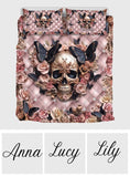 Pink Skull & Black Butterflies - Personalized Skull Quilt Set