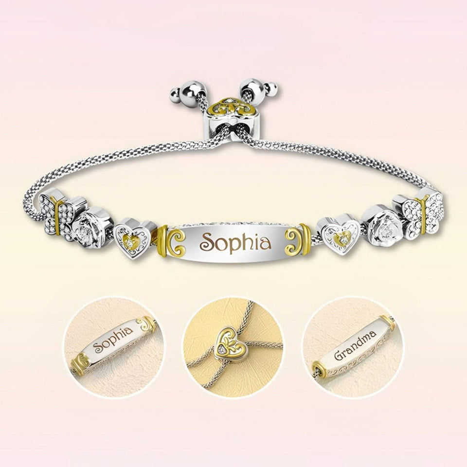 Any Name And Message - Personalized Grandma Engraved Bolo Bracelet