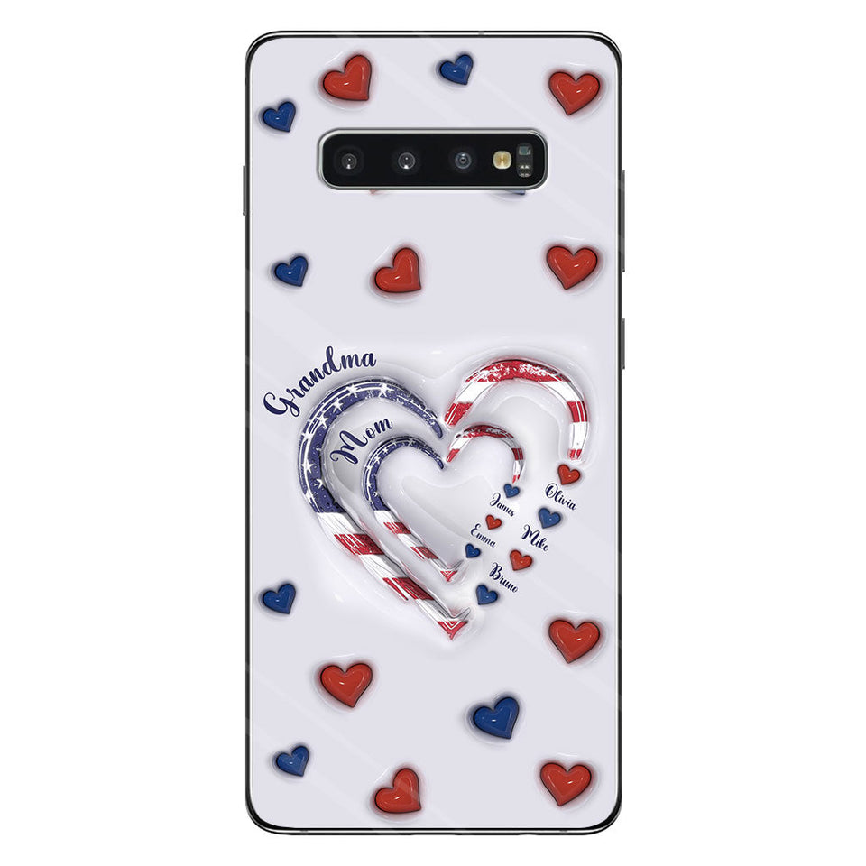 4th Of July Grandma's Hearts - Personalized Grandma Phone Case