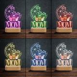 We Love You To The Moon And Back - Personalized Mother Shaped Plaque Light Base