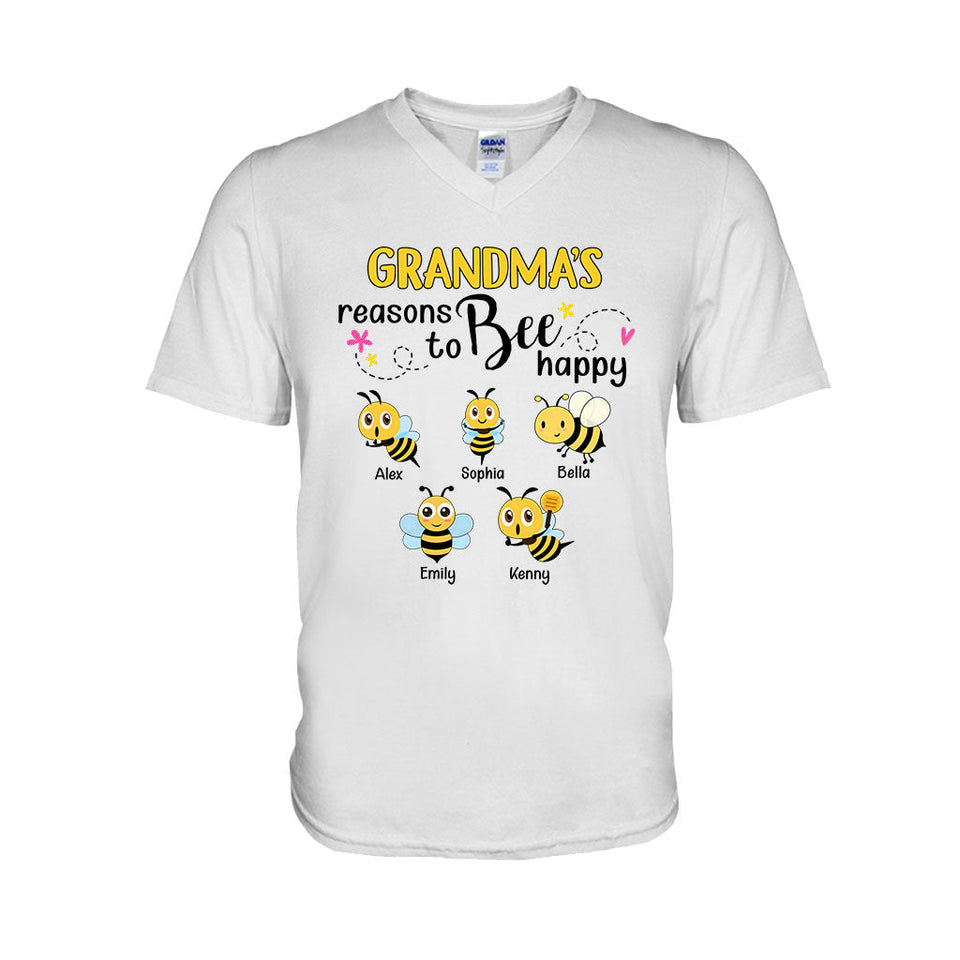 Grandma's Reasons To Bee Happy - Personalized Bee T-shirt And Hoodie