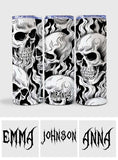 My Last Flying Fck - Personalized Skull Glow Skinny Tumbler