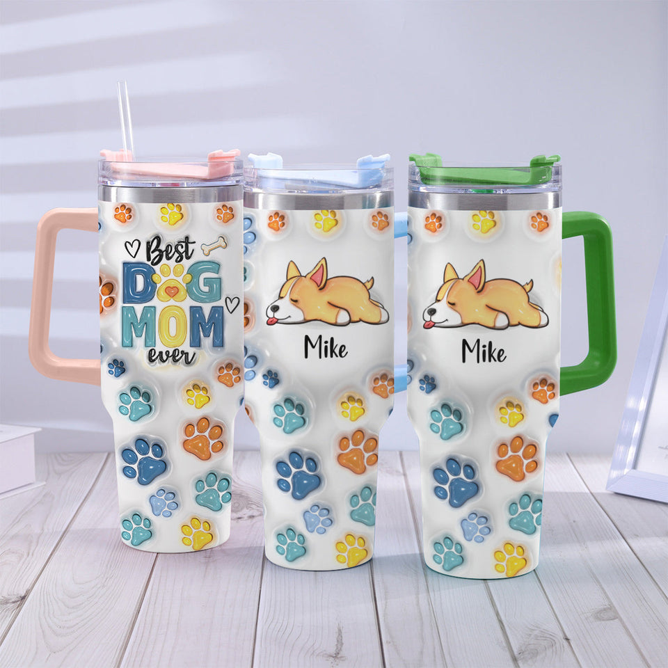Best Dog Dad/ Mom Ever - Personalized Dog Tumbler With Handle