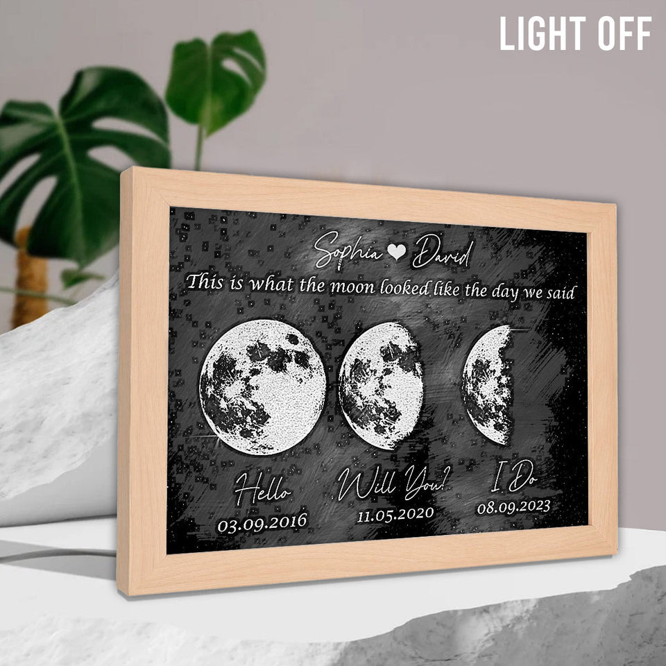 The Moon Look Like This - Personalized Couple Light Photo Frame