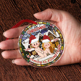 Christmas is Coming to Poundtown - Personalized Couple Round Shaped Glass Ornament