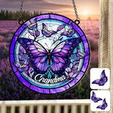 Grandma Butterflies - Personalized Grandma Window Hanging Suncatcher Ornament