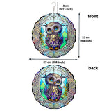 Cute Owl Stained Glass - Personalized Owl Wind Spinner