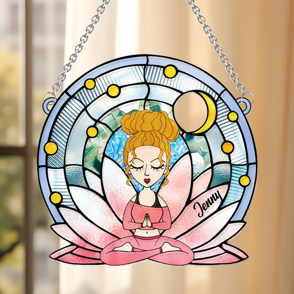 Namaste - Personalized Yoga Window Hanging Suncatcher Ornament