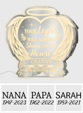 Your Light Will Always Shine In My Heart - Personalized Memorial Mirror Light