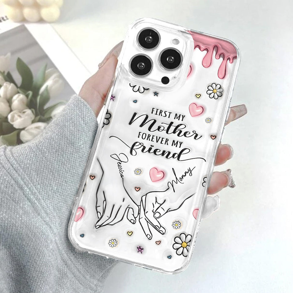 First My Mother Forever My Friend - Personalized Mother Clear Phone Case