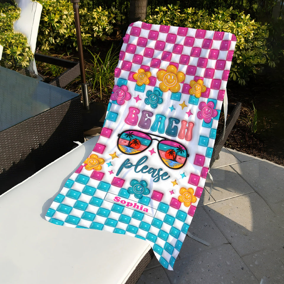 Beach Please - Personalized Sea Lover Beach Towel
