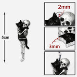 Funny Skeleton & Cat - Personalized Black Cat Custom Shaped Keychain