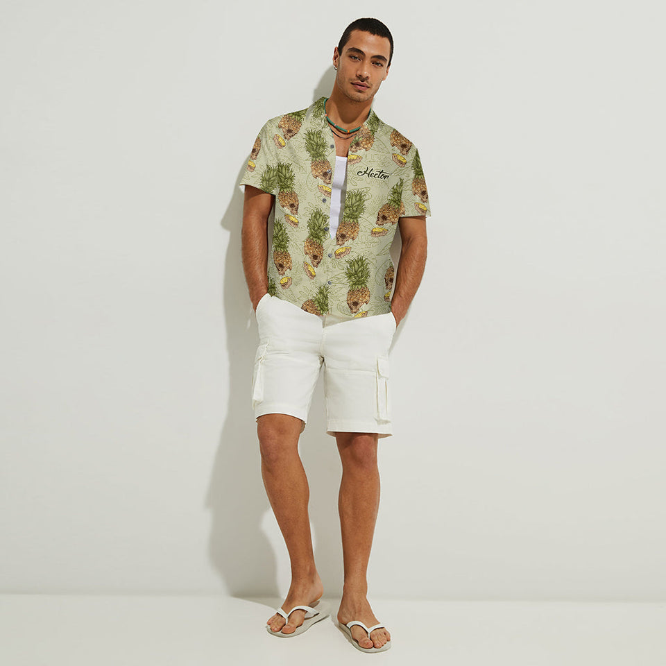 Funny Pineapple Skull - Personalized Skull Hawaiian Shirt