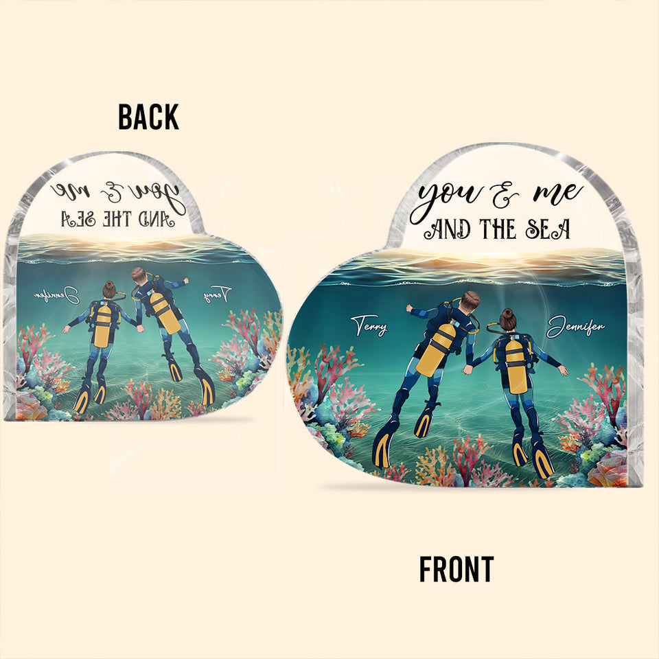 You And Me And The Sea - Personalized Scuba Diving Custom Shaped Acrylic Plaque