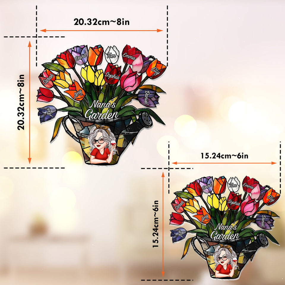 Grandma's Garden - Personalized Grandma Window Hanging Suncatcher Ornament