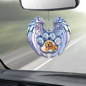 Your Wings Were Ready But My Heart Were Not - Personalized Dog Car Ornament