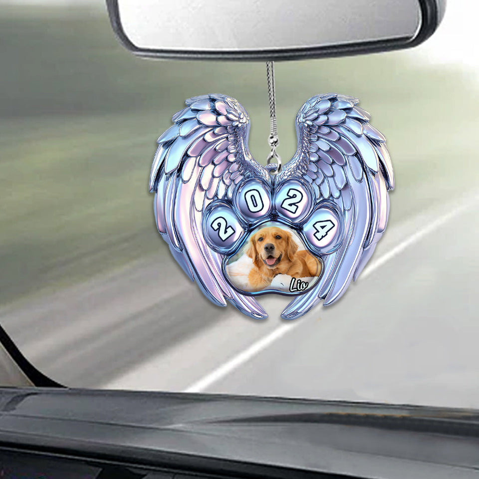 Your Wings Were Ready But My Heart Were Not - Personalized Dog Car Ornament