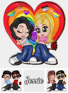 Chicano Y2K Pride Couple - Personalized LGBT Support Shaped Car Visor Clip