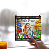 Besties Forever Floral Style - Personalized Bestie Window Hanging Suncatcher Ornament