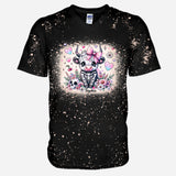 Cute Spooky Halloween Highland Cow - Personalized Bleached T-Shirt